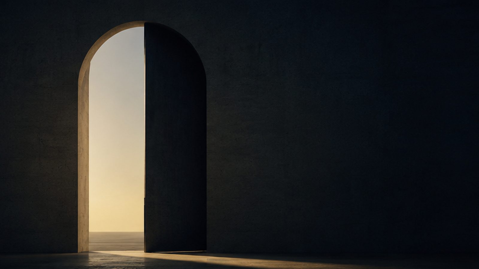 An open door in a dark wall